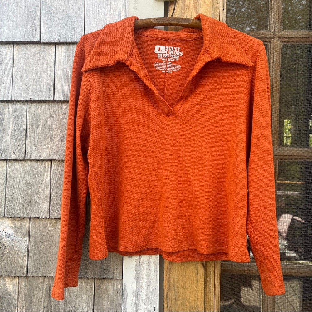 Long sleeve Fisherman Polo Burnt Orange